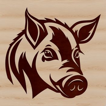 A pig's head with a simple design, suitable for a farm-themed template or commercial clip art.