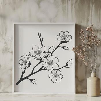 A stylized illustration of a cherry blossom in bloom, suitable for use as vector art.