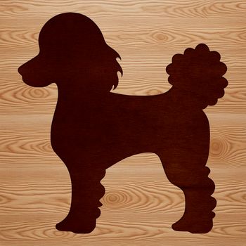 A standing poodle depicted as a line drawing for vector design and cutting machine use.