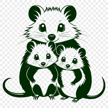 Illustration of a wild possum with fur texture and detailed features, suitable for vector art design.