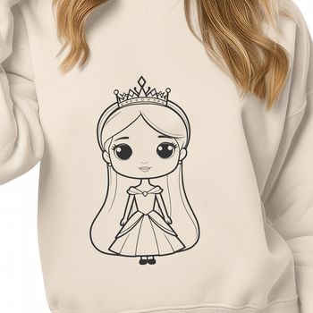 An SVG illustration of a girl in royal attire, suitable for various digital applications.