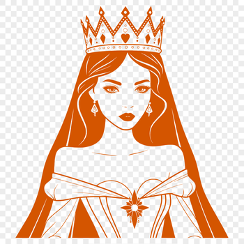 A stylized illustration of a female princess in a regal pose.