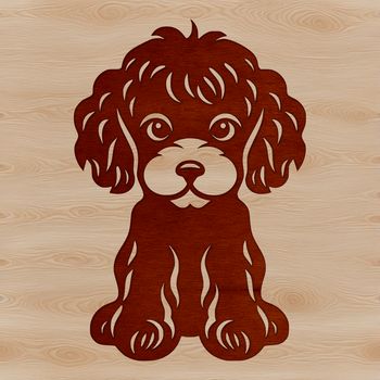 A stylized illustration of a sitting Poodle with distinctive curly fur.