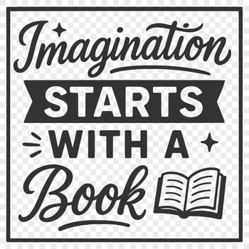 A detailed vector illustration of a person reading book quotes from an open page.