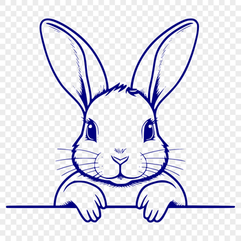 Illustrated rabbit peeking out from behind a leaf.
