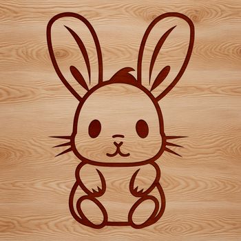 A simple line drawing of a rabbit sitting on its haunches.