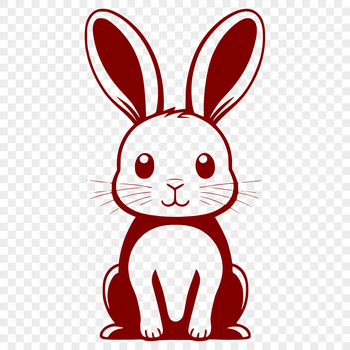 A vector illustration of a full-body sitting rabbit in a simple composition.
