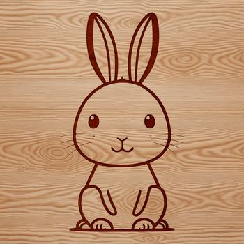 A sitting rabbit with bold lines and simple shapes, suitable for various applications including graphic design and crafting.