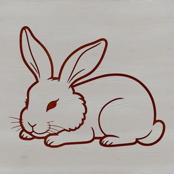A simple illustration of a rabbit in a natural environment, suitable for use as clip art.