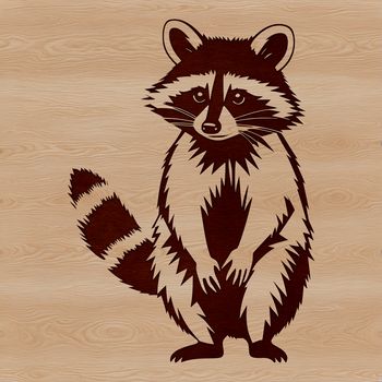 A detailed illustration of a raccoon's face in vector format.