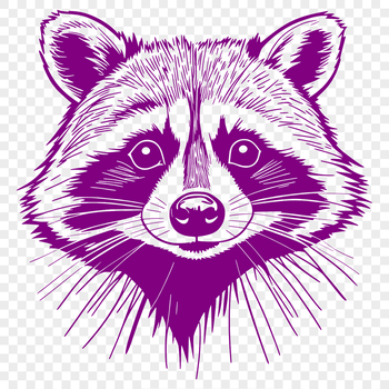 A scalable graphic representation of a raccoon with clean lines and crisp details.