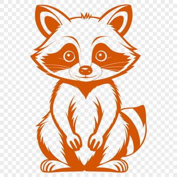 A digital illustration of a raccoon in black and white line art style.