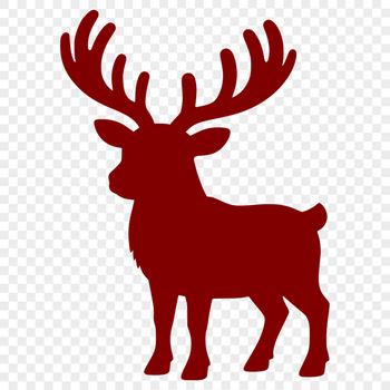 A vector illustration of a reindeer standing in a winter landscape.