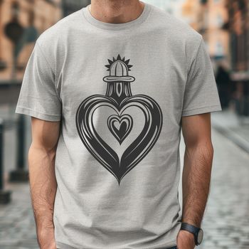 A stylized illustration of the Sacred Heart, suitable for use in religious contexts and design projects.