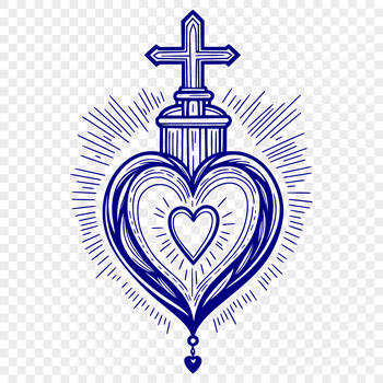 A detailed illustration of the Sacred Heart, suitable for vector design and cutting machines.