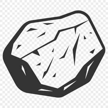 A 2D illustration of a rock with textured surface and rough edges.