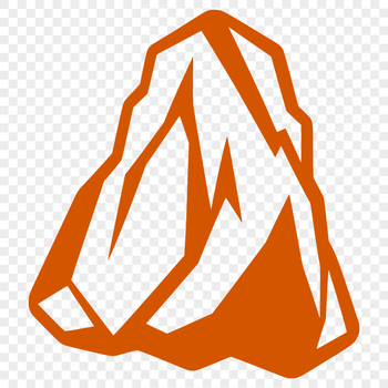 A simple digital illustration of a rock with geometric shapes.