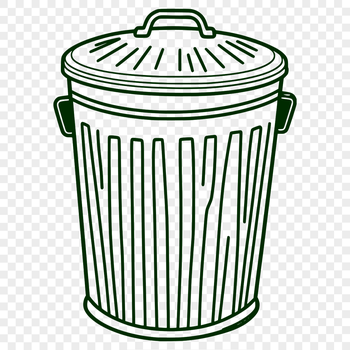 A simple design of a trash can with lid, suitable for vector art and cutting machine projects.