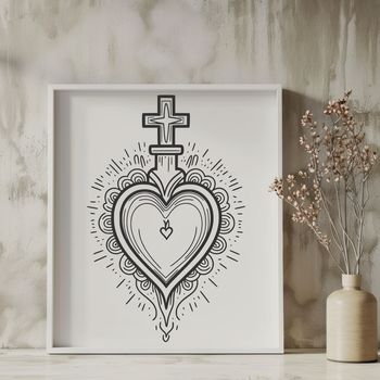 A stylized illustration of the Sacred Heart symbol in vector format, suitable for various digital applications.