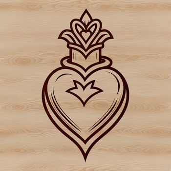 A detailed SVG illustration of a Sacred Heart symbol used for various design projects.