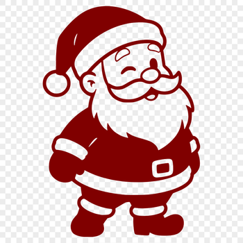 An svg silhouette of Santa Claus in festive holiday attire.