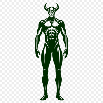 A digital illustration of the devil as a menacing figure with horns and a fiery aura.
