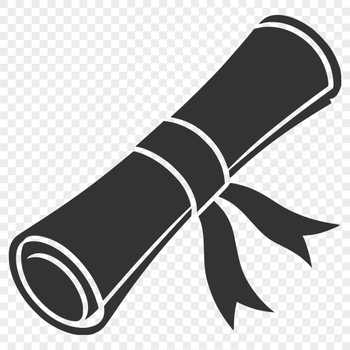 A simple vector illustration of a graduation scroll with diploma details on paper.