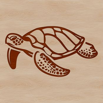 A detailed illustration of a sea turtle swimming in the ocean, suitable for vector design and cutting machine use.