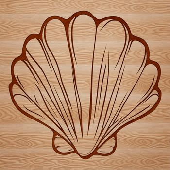 An SVG icon of a seashell, ideal for use in web design, laser cutter templates, or pyrography projects.