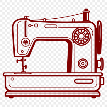 Close-up illustration of a sewing machine with moving parts, ideal for DIY crafts and designs.
