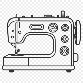 A vector illustration of a sewing machine, suitable for commercial or personal use.