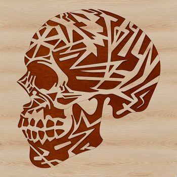 A detailed illustration of a skull, suitable for tattoo design or stencil use.