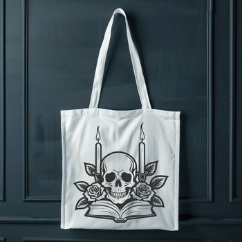 A stylized illustration of a skull in a Gothic style, often associated with Halloween decorations.