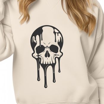 A detailed vector illustration of a dripping skull, suitable for commercial or personal use in various design applications.