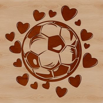 SVG illustration of a soccer ball with love hearts, suitable for sport-related designs.