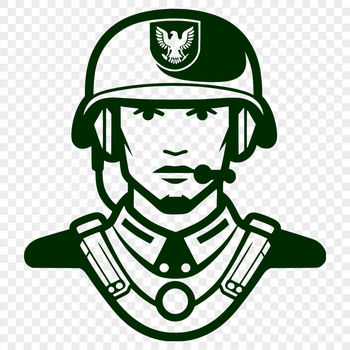 A detailed illustration of a male soldier in military attire, suitable for vector graphics.