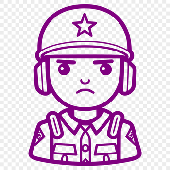 A male soldier in military attire, suitable for graphic design and clip art purposes.