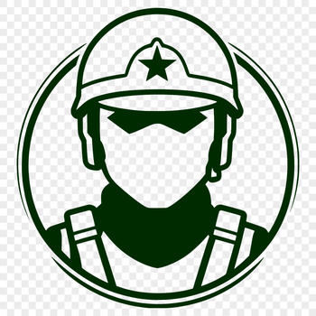 A professional illustration of a male soldier in a military uniform, suitable for graphic design projects.
