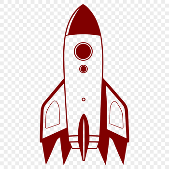 A stylized illustration of a spaceship in orbit around the Earth.