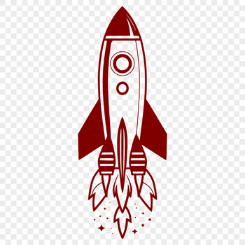Detailed SVG design of a rocket ship for various applications.