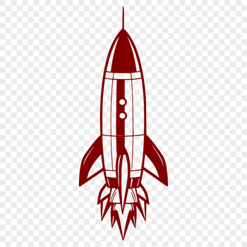 A stylized 2D representation of a spaceship, suitable for digital cutting and laser engraving projects.