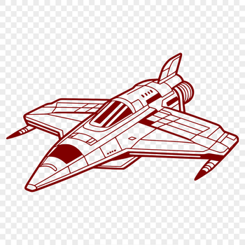Vector illustration of a spaceship in space with detailed design elements.