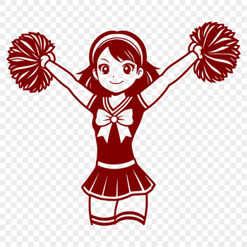 A young girl in a colorful cheerleading uniform, posing with a confident expression.