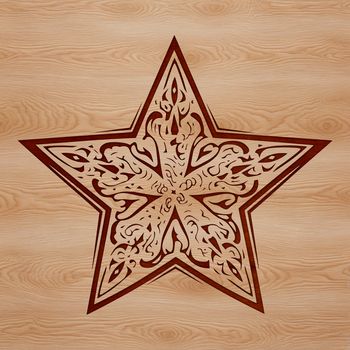 A vector illustration of a stylized Christmas star with sharp points and clean lines.