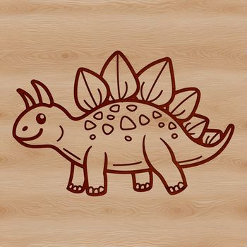 A simple line drawing of a prehistoric Stegosaurus dinosaur.