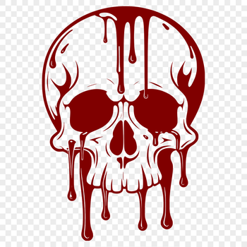 A vector illustration of a dripping skull with intricate details.