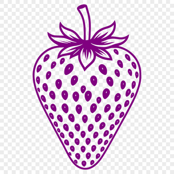 A high-quality digital illustration of a single strawberry with green leaves.