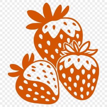 A vector graphic representation of a ripe strawberry plant with green stem and red berry.