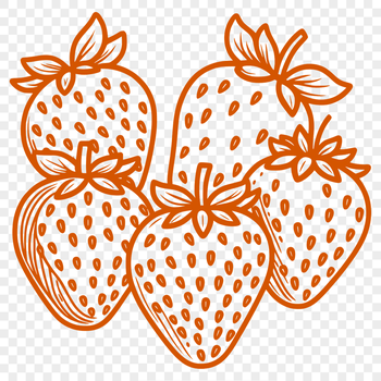 A stylized illustration of a strawberry, suitable for graphic design projects.