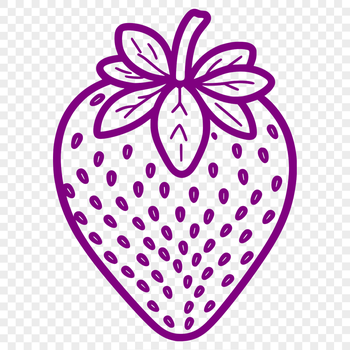 A detailed vector illustration of a ripe strawberry with seeds and leaves.